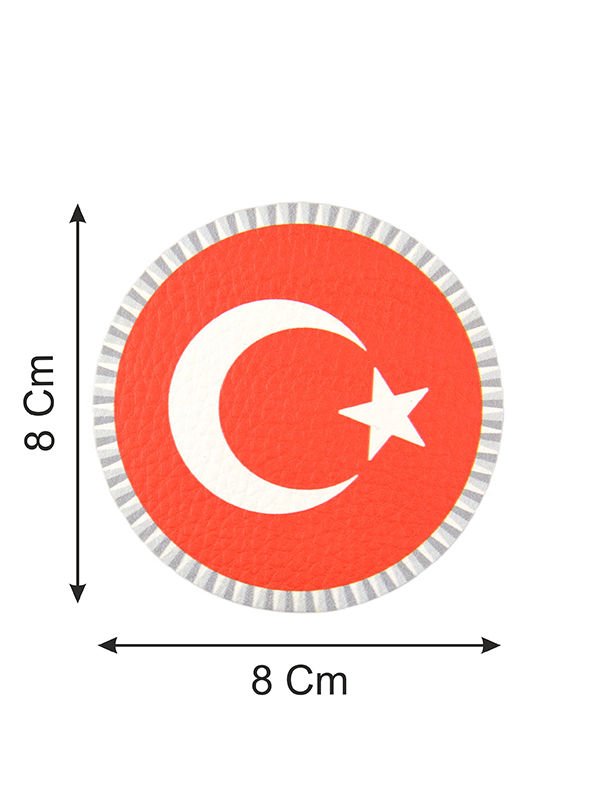 Türkiye Bayrak Yuvarlak - Cırt - Patch - Peç - Arma - 8 cm