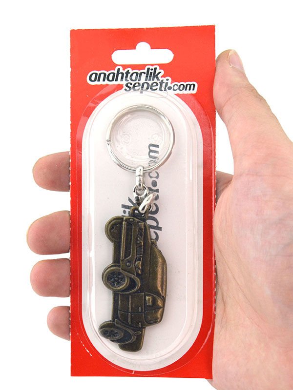 Pick Up Antik Sarı Rölyef Araç Anahtarlık
