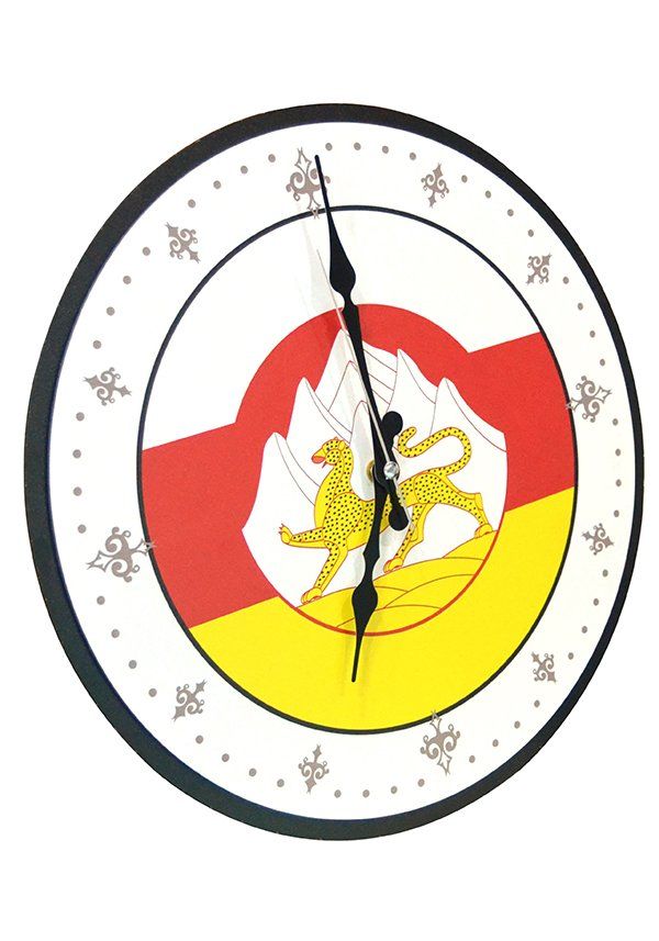 Kafkas Duvar Saati - Renkli Oset Asetin Bayrak Baskılı