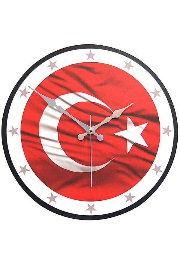 Duvar Saati - Dalgalanan Bayrak Baskılı 35 cm