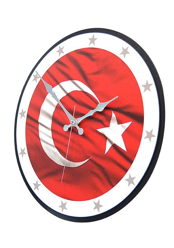 Duvar Saati - Dalgalanan Bayrak Baskılı 35 cm