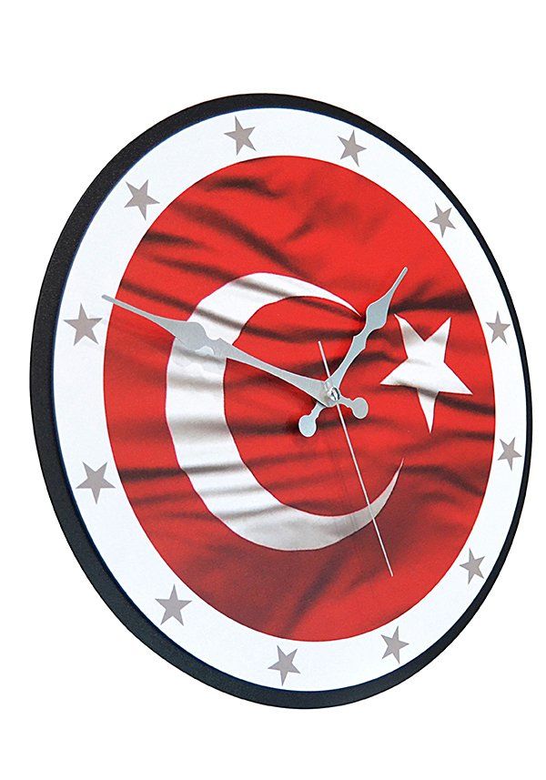 Duvar Saati - Dalgalanan Bayrak Baskılı 35 cm