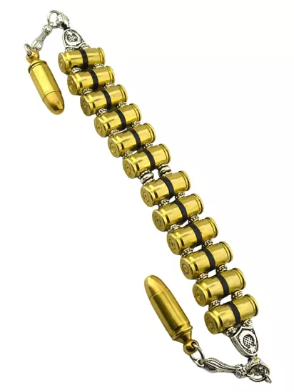 9mm Mermi Kovanı Tasarımlı Pirinç Tespih - 12 Taneli Sarı Seri