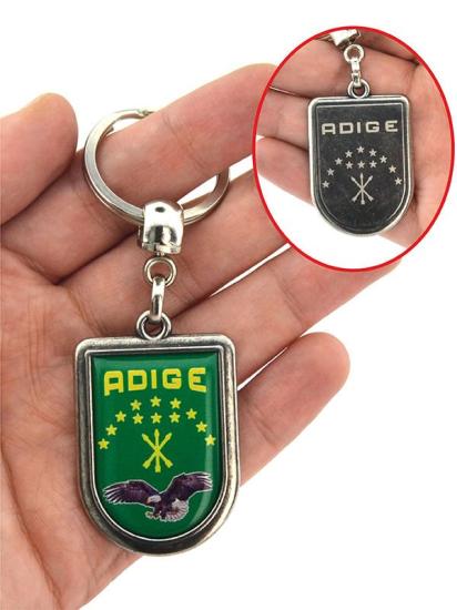Adige Çerkes Bayrak Arma Modeli Damla Anahtarlık