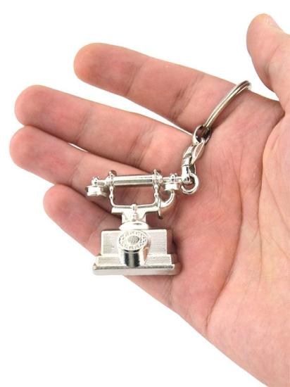 Antika Telefon Şeklinde Anahtarlık - Nikel