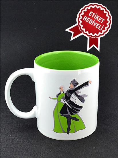 Kafkas Oynayan Çift Fifür Baskılı Seramik Kupa Bardak