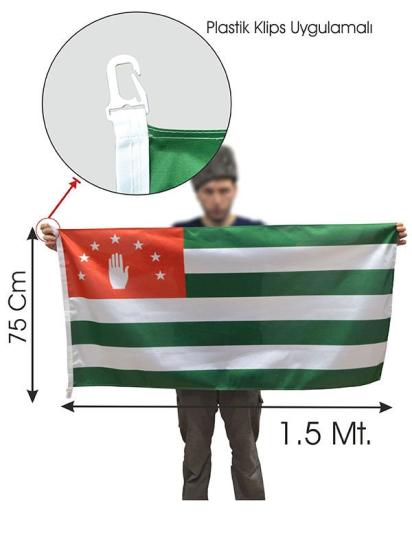 Abhaz - Abaza Bayrak - 75 Cm x 1.5 Mt - Raşel 110 Gr Kumaş