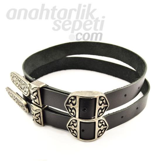 Kafkas Çizme Kemeri | Zamak Metal Aksesuarlı | Gerçek Deri | 55 cm - Çiftli Paket