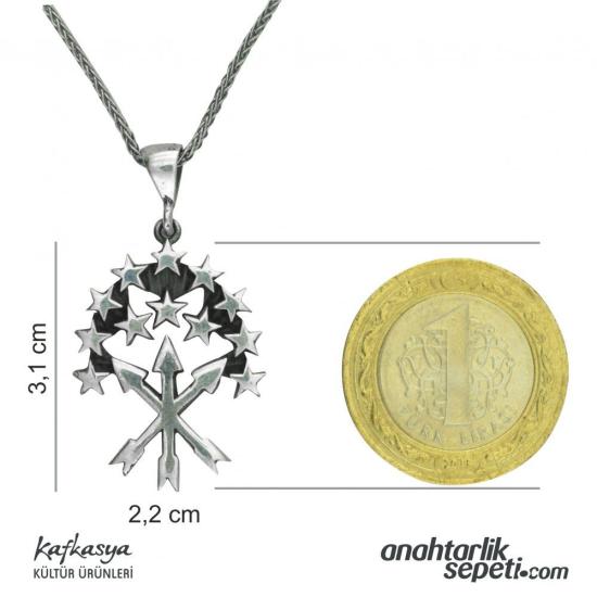 Adige Bayrak Gümüş Kolye ( 2,2 cm X 3,1 mm Büyük )