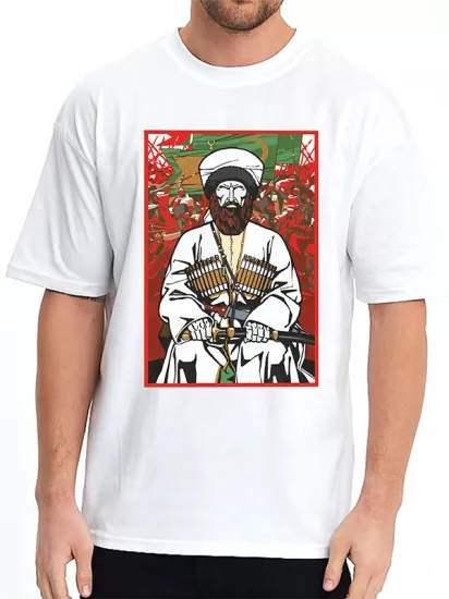 Kafkas Efsaneleri Şamil Tişört - Kafkas Vakfı Lisanslı Beyaz Tişört