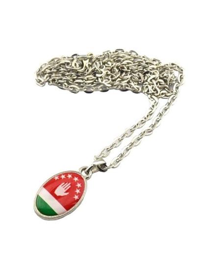 Abhaz Bayraklı Damla Kolye – Zamak Metal Yüksek Kalite Kolye – 30 cm Zincir