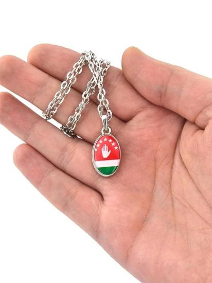 Abhaz Bayraklı Damla Kolye – Zamak Metal Yüksek Kalite Kolye – 30 cm Zincir