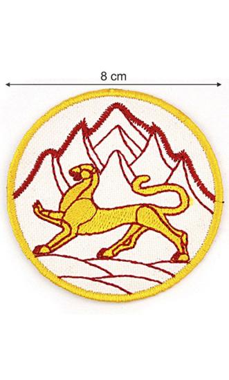 Oset Bayrak Nakışlı, Yuvarlak Etiket (Beyaz) Çapı 8 cm