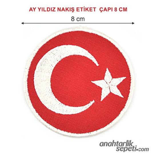 Ay Yıldız Nakış Etiket 8 CM
