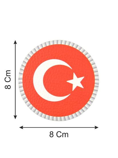 Türkiye Bayrak Yuvarlak - Cırt - Patch - Peç - Arma - 8 cm
