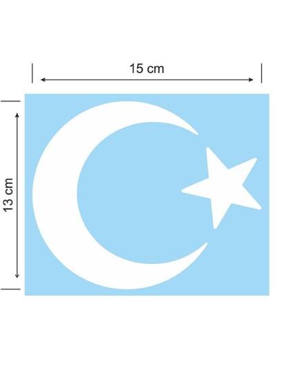 Ay Yıldız Folyo Kesim Etiket Beyaz (15 cm )