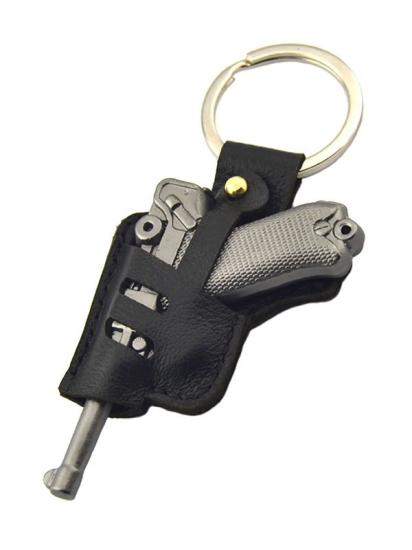 Tabanca Silah Anahtarlık LGR-P8 - Mat Siyah - Siyah Kılıflı