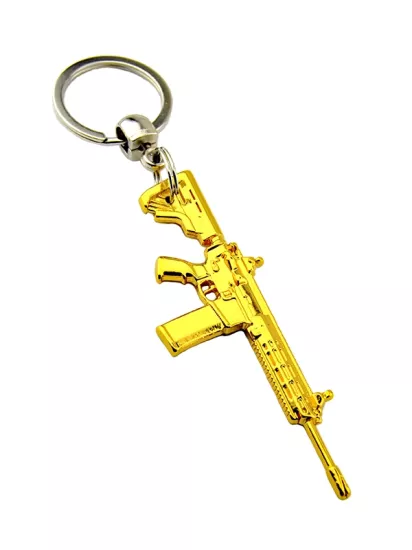Tüfek Rifle Anahtarlık M-16 Gold Görünümlü | Metal Anahtarlık Modeli