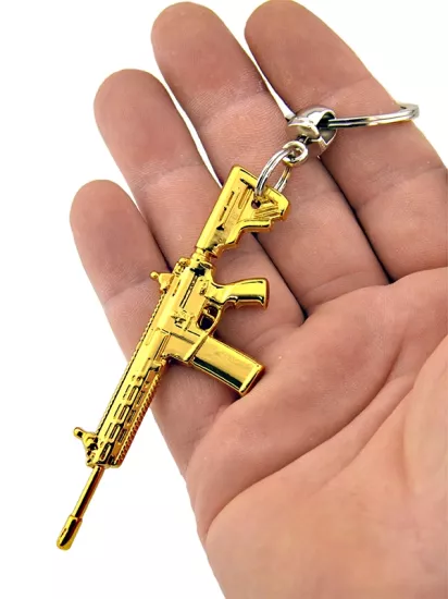 Tüfek Rifle Anahtarlık M-16 Gold Görünümlü | Metal Anahtarlık Modeli