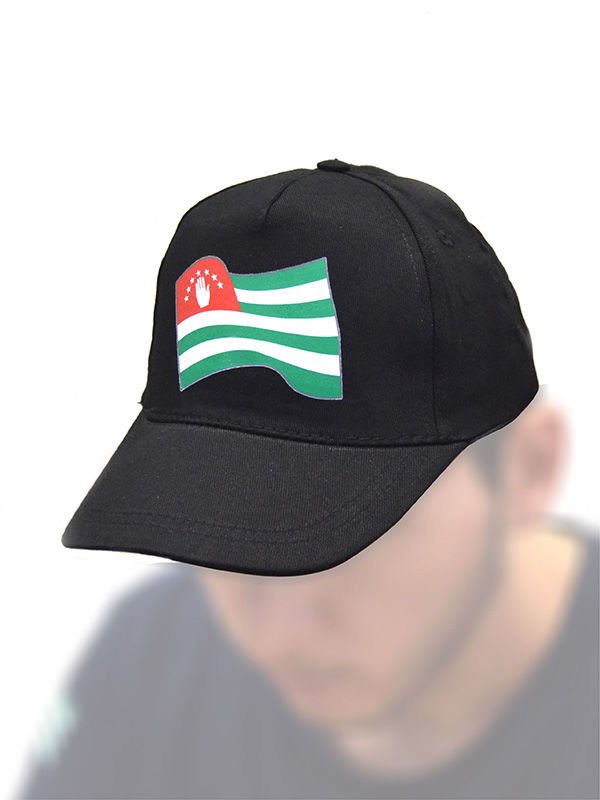 Abhaz Abaza Bayrak Baskılı Siyah Şapka
