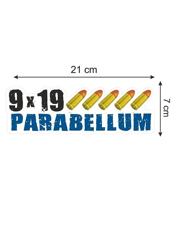 9x19 Parabellum Folyo Etiket - 21 x 7 cm