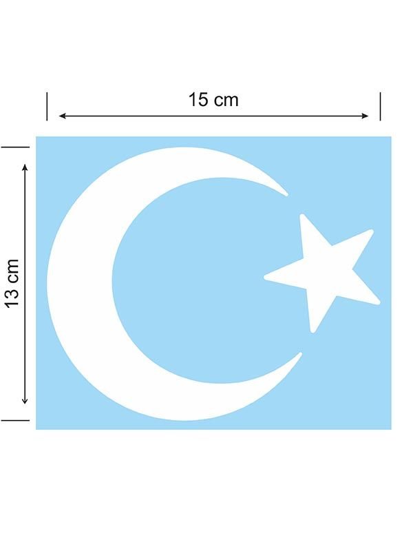 Ay Yıldız Folyo Kesim Etiket Beyaz (15 cm )