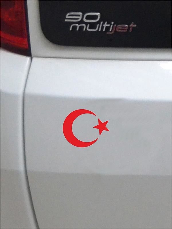 Ay Yıldız Folyo Kesim Etiket Kırmızı (8cm)
