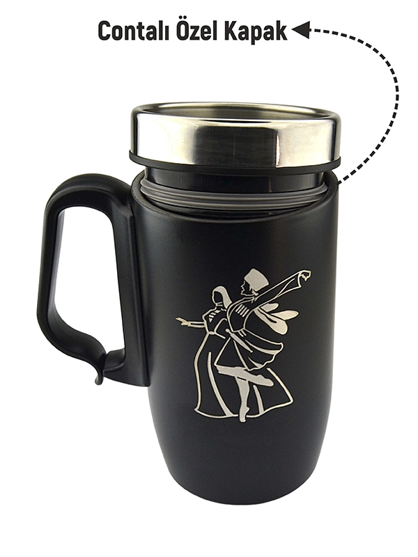 Caucasian Couple Figure Laser Engraved Thermos Mug Cup - 240 ML Stainless Steel