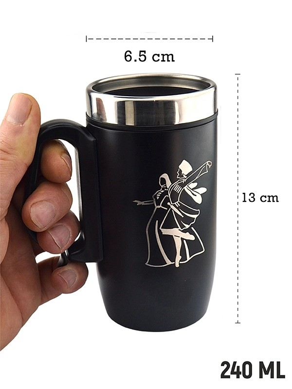Caucasian Couple Figure Laser Engraved Thermos Mug Cup - 240 ML Stainless Steel