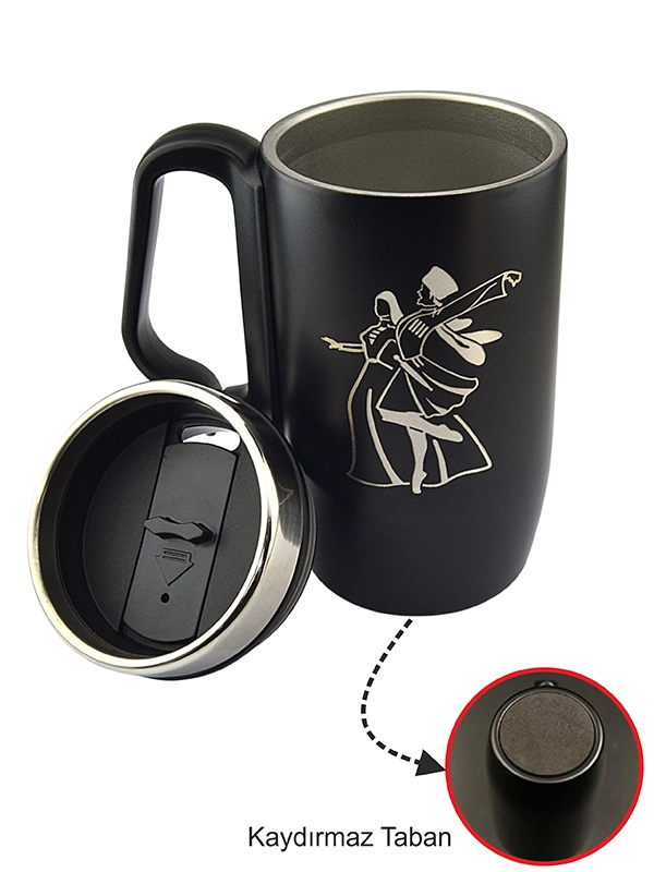 Caucasian Couple Figure Laser Engraved Thermos Mug Cup - 240 ML Stainless Steel