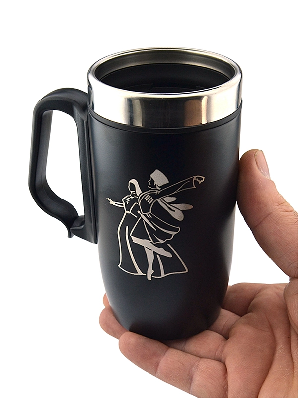 Caucasian Couple Figure Laser Engraved Thermos Mug Cup - 240 ML Stainless Steel
