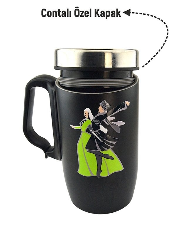 Caucasian Dance Figure Thermos Mug 240 ML - Stainless Steel Travel Thermos
