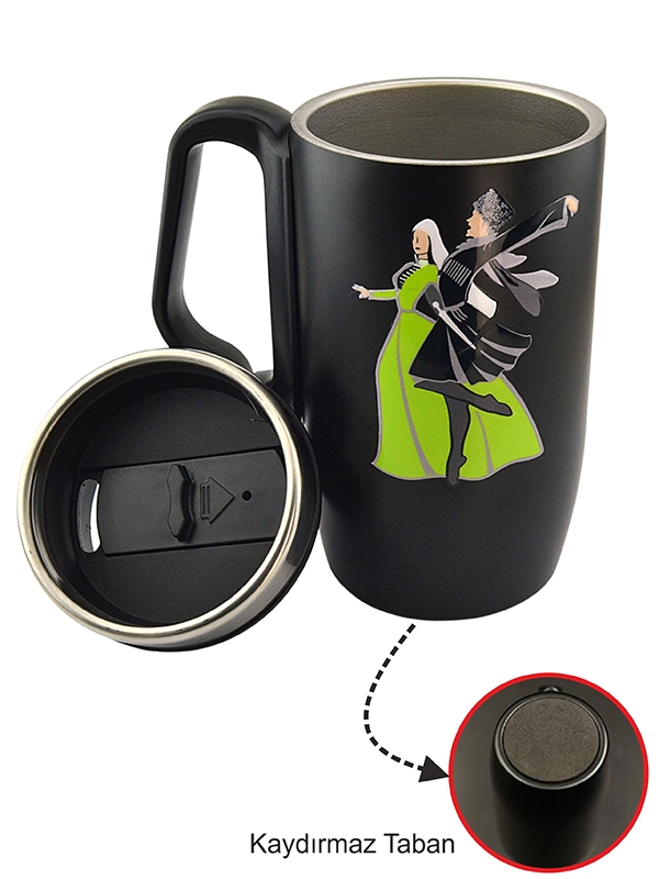 Caucasian Dance Figure Thermos Mug 240 ML - Stainless Steel Travel Thermos