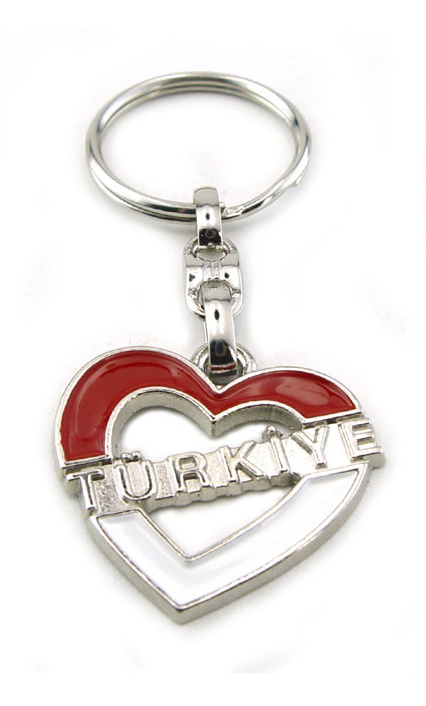 Türkiye Yazı Kalpli Metal Anahtarlık